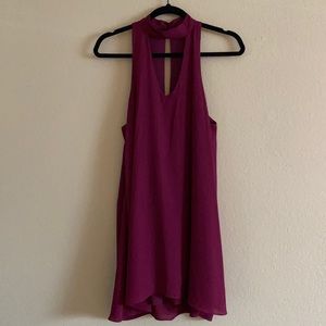 Fuchsia High Neck Cocktail Dress with Cut-Outs